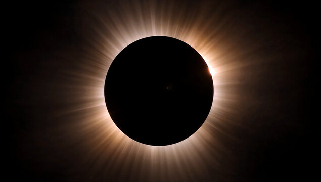 Stunning solar eclipse with brilliant corona around the sun