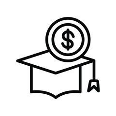 Graduation Fees line icon , vector, pixel perfect, illustrator file 
