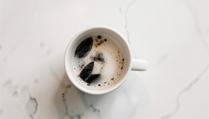 Ceramic mug resting on marble surface