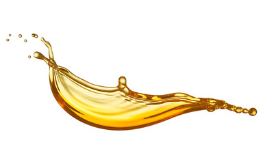 Golden oil splash isolated on white background