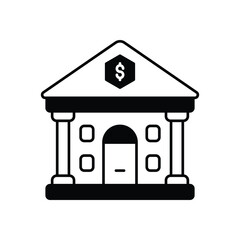 Modern Bank Building vector icon