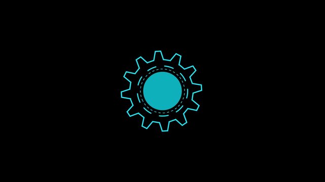 Setting animation video cyan color on black background, Update setting icon setup animation .