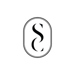 Elegant SC Monogram Logo in Oval Frame for Branding Identity