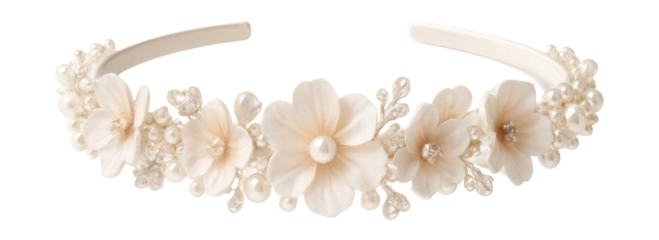 Floral beaded headband for bridal hair accessories.