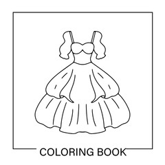 princess dress coloring book isolated on white background