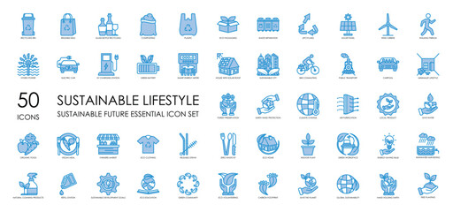 Sustainable Lifestyle two tone icon set