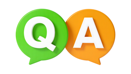 Green and Orange Q&A (Question and Answer) Speech Bubble Icon (Transparent)