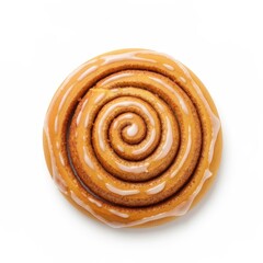 Fototapeta premium Sweet cinnamon swirl pastry with icing drizzle, baked treat, breakfast pastry, bakery item
