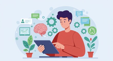 Modern professional using tablet for innovative creative thinking and strategic planning in a dynamic environment for fresh ideas and business solutions