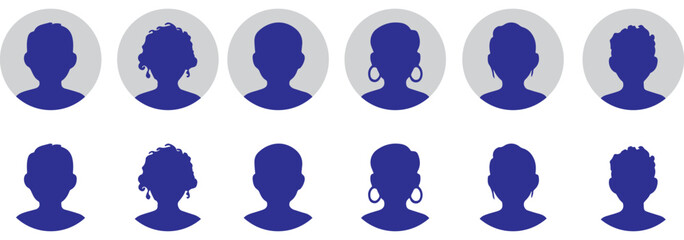 User profile icon set. Profile, people silhouette, person, avatar, sign up Icons for Social media concepts. Profile and people, User icon for web site, silhouette and more. Vector illustration
