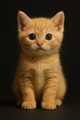 Cream-colored kitten studio portrait with soft fur (JPEG 300DPI 7200x10800)