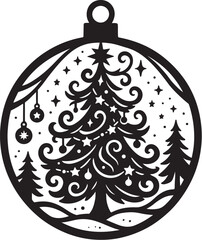 Tree of Light Papercut Christmas Ornament Silhouette.eps