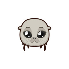 A charming vector illustration of a cute and sad baby seal head with big eyes, an adorable aquatic mammal character