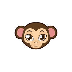 Cute Monkey Face Illustration - Adorable Animal Cartoon Character Design