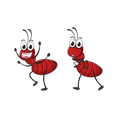 Cartoon Ant Characters in Action Playful Red Ants with Happy Expressions and Dynamic Poses