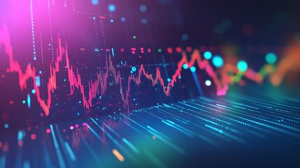 Dynamic stock market chart showcasing financial data analysis and investment trends, perfect for illustrating growth, risk, and economic forecasting visually