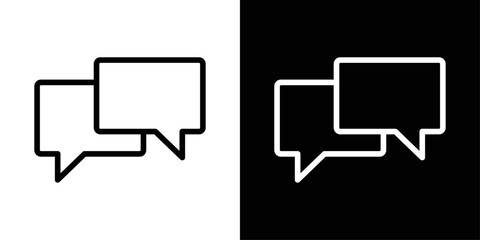 Chat bubble icon in black and white stroke on background, representing messaging or conversation.
