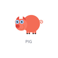 Cartoon Pig Illustration A Cute and Playful Pig in a Simple, Flat Design Style for Various Uses