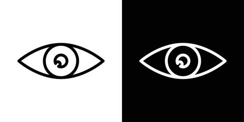 Eye icon in black and white stroke on background, representing view, visibility, or show option.