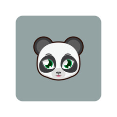Adorable Cartoon Panda Head Icon with Expressive Green Eyes, Perfect for Wildlife or Children's Design Projects