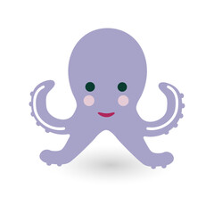 A Cute Purple Octopus Cartoon Character With Friendly Eyes and a Smiling Mouth