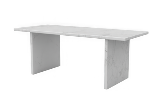 White marble stone tabletop or counter perspective view for product display. Isolated on transparent background, PNG