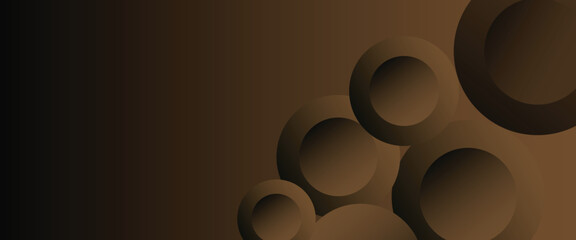 Tech geometric background with abstract golden and black circles. Vector banner design