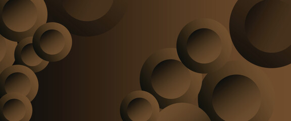Tech geometric background with abstract golden and black circles. Vector banner design