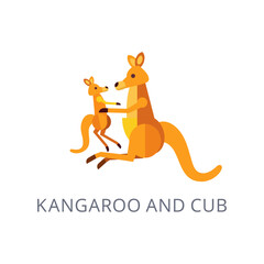 Cute Kangaroo and Baby Illustration for Australian Wildlife and Baby Animal Themed Designs