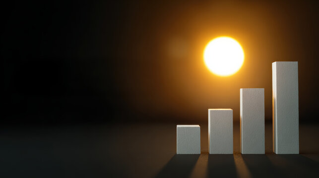 Optimistic business growth success chart showing progress and sales achievement. financial target graph with data analysis for future goals
