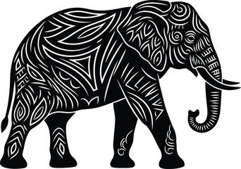 Intricate tribal elephant silhouette mandala art majestic wildlife design vector