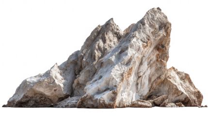 A large rock formation with multiple peaks isolated on transparent background, a testament to geological processes