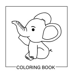 Cute elephant activity gesture. coloring book elephant for press school. 