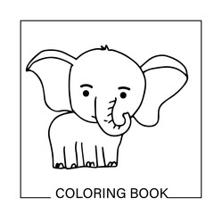 Cute elephant activity gesture. coloring book elephant for press school. 