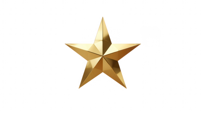 A shiny golden star isolated on transparent background, perfect for adding a touch of elegance and luxury to designs