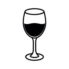 Wine Glass Line Art Vector Illustration