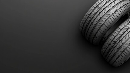 Stylish showcase of new summer and winter tires on a sleek black background for auto parts advertisement
