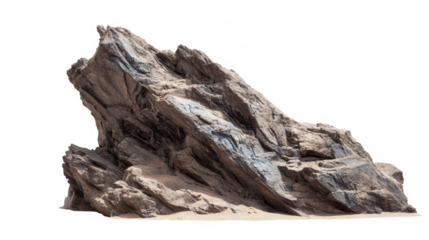 Rock formation with a rough texture isolated on transparent background, a natural element for landscaping and decoration