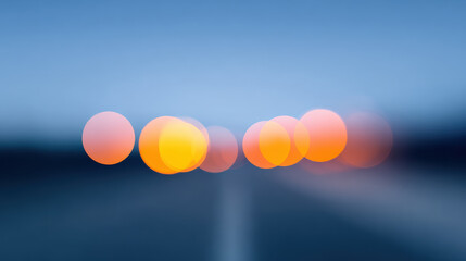Dreamy abstract background with circular bokeh and blurring lights. serene blue and orange wallpaper design, vibrant and colorful focus