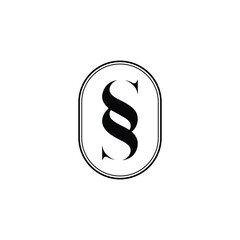 Stylized SS Initial Logo in an Oval Frame Vector