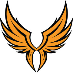 Stylized pair of wings graphic design element