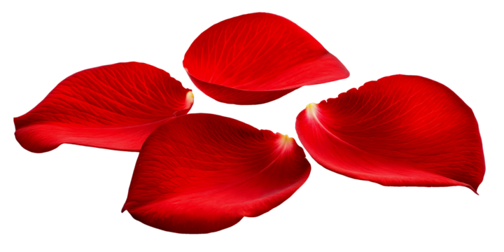 Red Rose Petals Isolated on White Background PNG