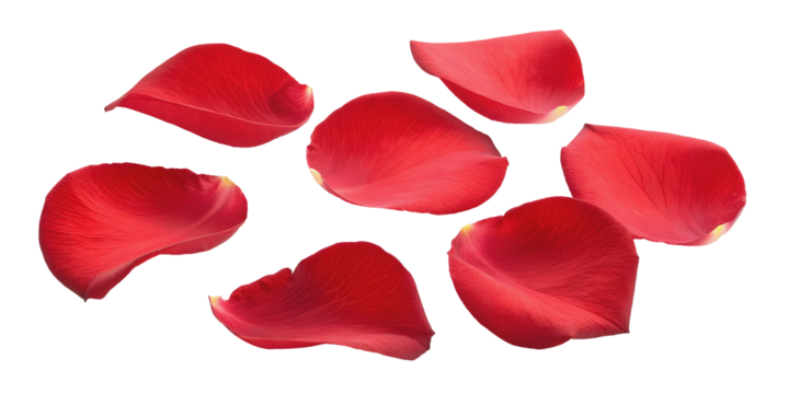 Red Rose Petals Isolated on White Background PNG