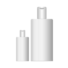 Two White Cosmetic Bottles on Black Background