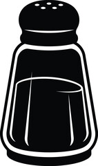 Isolated vintage salt shaker glass bottle silhouette icon graphic ingredient seasoning vector