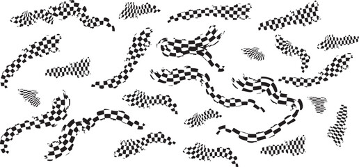 Vector art of checkered pattern ribbons isolated on for decoration purposes