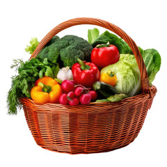 Wicker basket overflowing with colorful fresh produce (2)