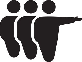 Leader pointing the direction with team following, symbolizing guidance, progress, and unified effort for success in business and journey concepts isolated on white background, Vector, illustration