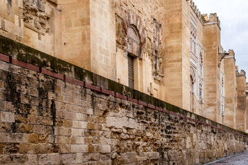 Exterior walls of the cathedral Mezquita-Catedral de Cordoba (Mosque-Cathedral of Cordoba) with carved windows and doors from the Moorish period