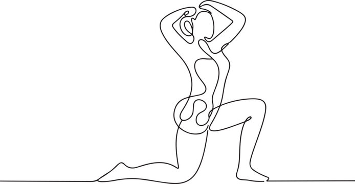 continuous line drawing of female Kegel exercises.one line drawing of woman doing kegel exercises. one line Icon drawing with white background